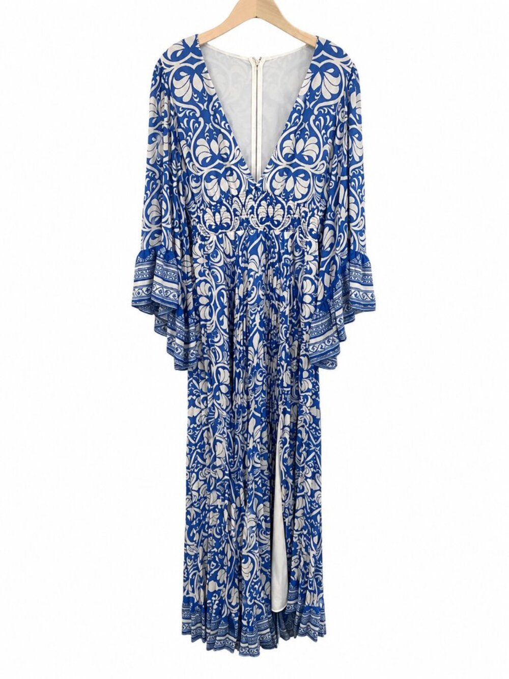 NWT Alice + Olivia Selene Pleated Maxi Dress Soiree True Blue Floral Size 8 $895 - Picture 12 of 13